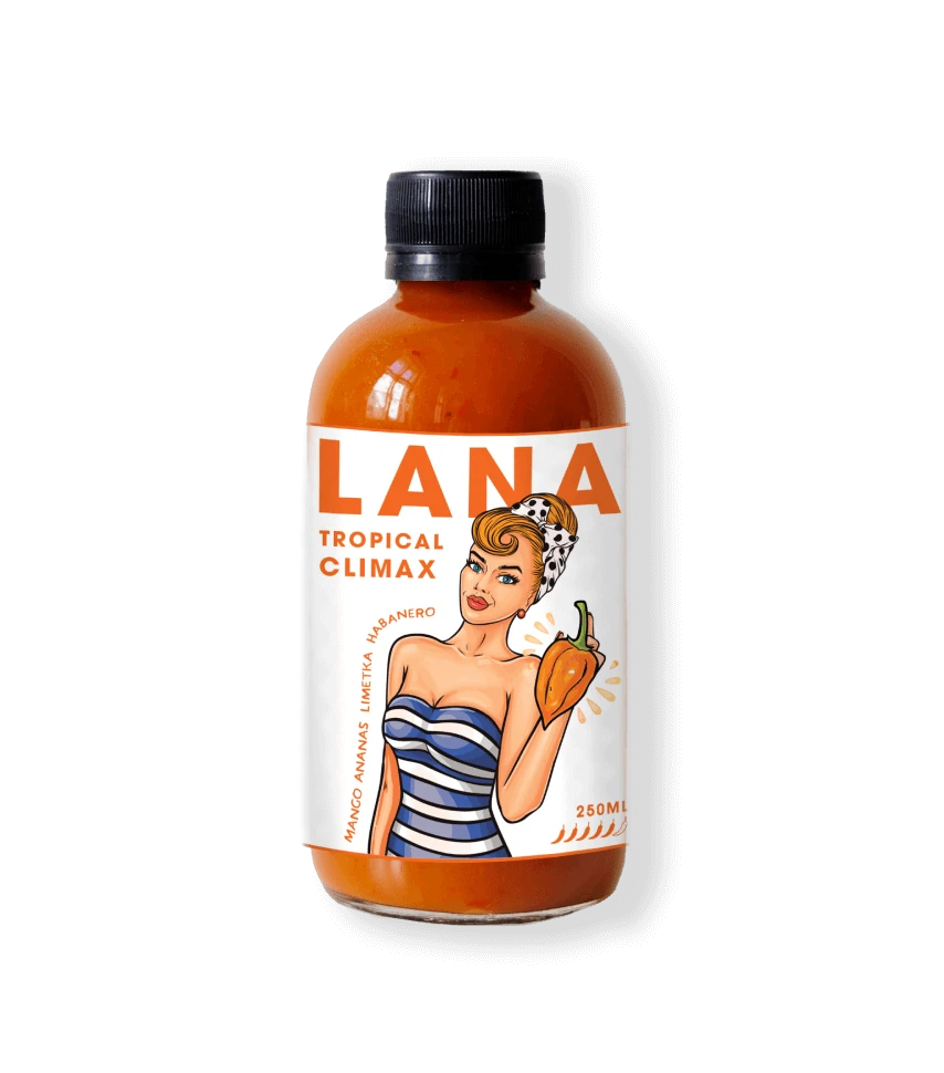 Lana SOS Tropical Climax, tropska fermentirana čili omaka iz Slovenije z eksotično pikantnim okusom.