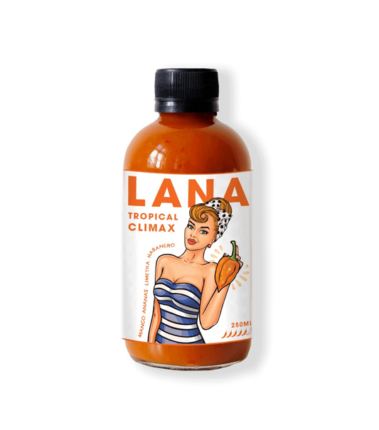 Lana SOS Tropical Climax, tropska fermentirana čili omaka iz Slovenije z eksotično pikantnim okusom.