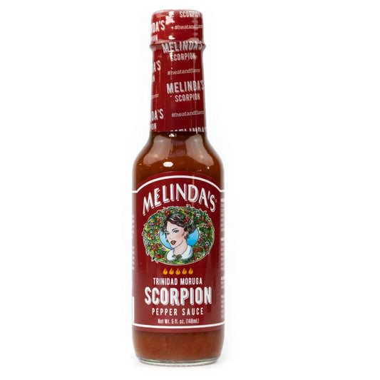 Melinda’s Scorpion je ekstremno pekoča omaka z Moruga Scorpion čilijem, ustvarjena za prave ljubitelje vročine čilijev.