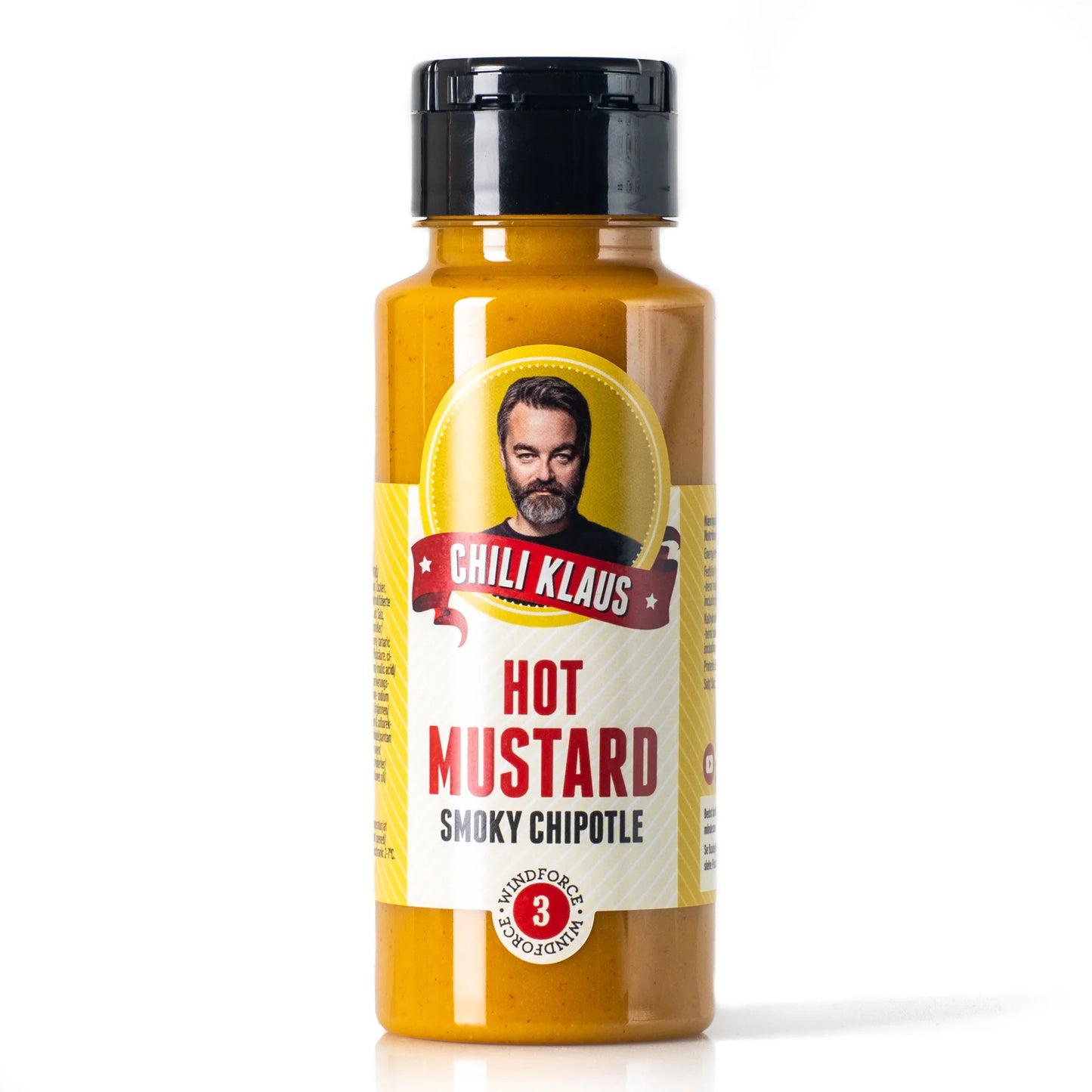 Chili Klaus Smoky Chipotle Mustard z dimljenim chipotle čilijem in gorčičnimi semeni za burgerje, hot doge in sendviče.
