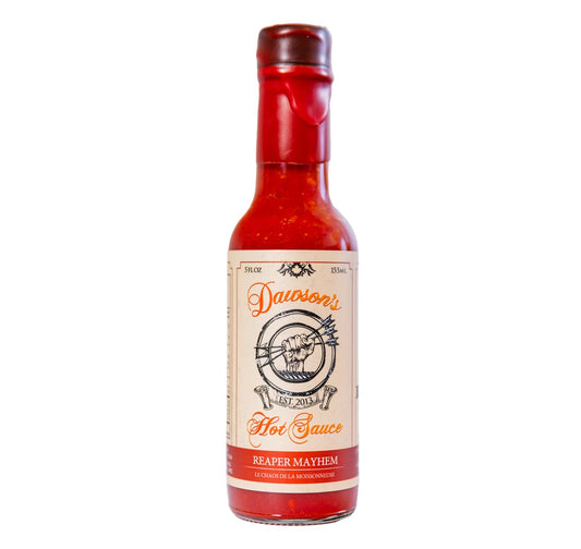 Izjemno pekoča omaka Dawson's Reaper Mayhem narejena s Carolina Reaper čiliji